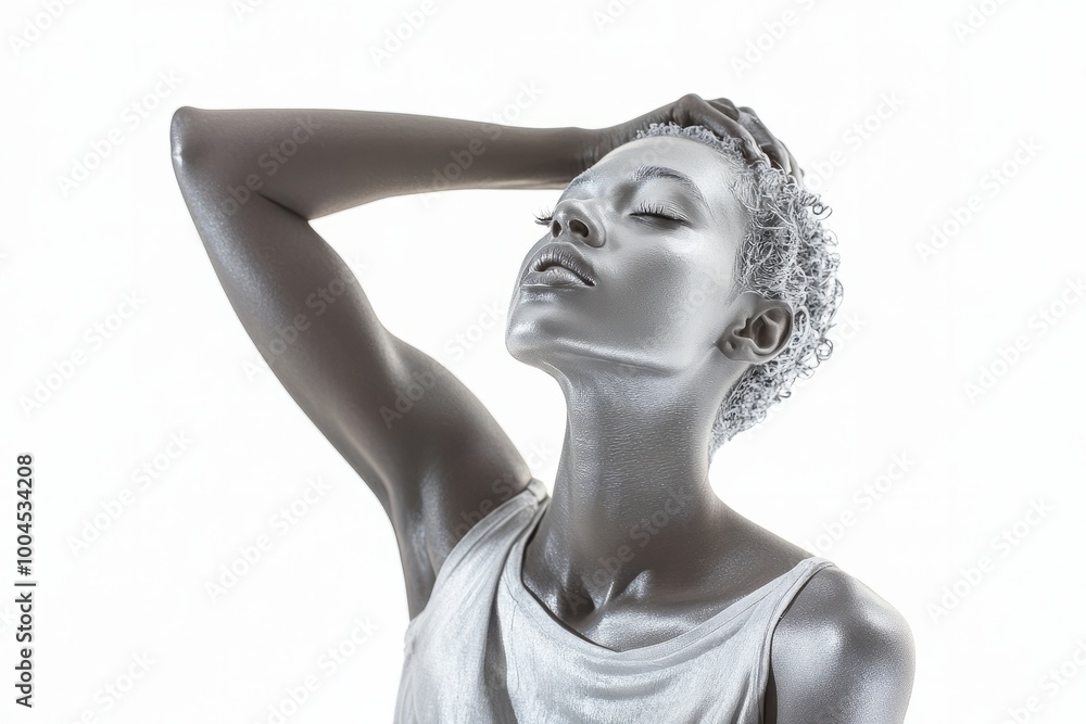 Elegant Model with Silver Body Paint Elegant Model with Silver Body Paint