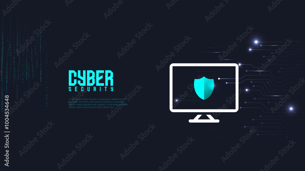 Cyber Security concept, desktop protected with shield, Antivirus and protection of personal data. Safety internet and data secure. Vector illustration Cyber Security concept, desktop protected with shield, Antivirus and protection of personal data. Safety internet and data secure. Vector illustration