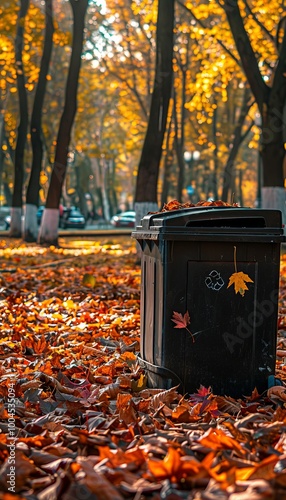 Wallpaper Mural Serene autumn park with colorful leaves highlights importance of cleanliness and recycling Torontodigital.ca