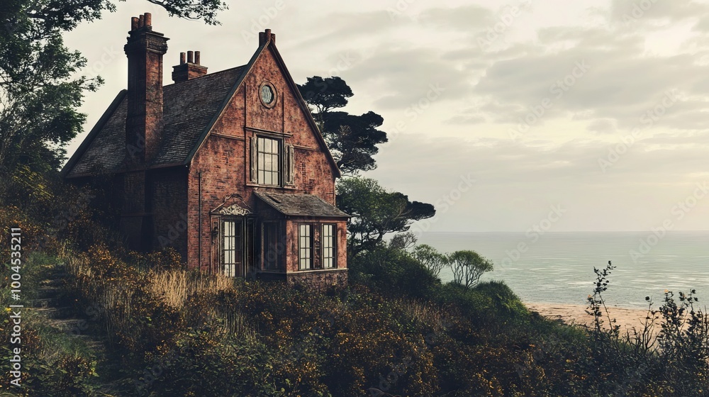 A house on a hill overlooking the ocean A house on a hill overlooking the ocean