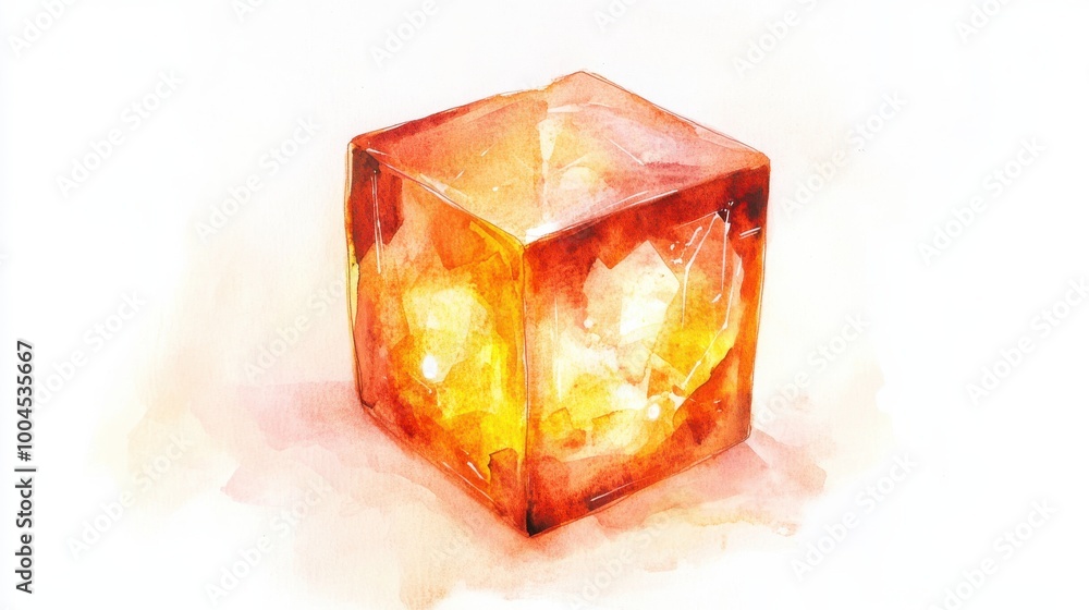 A vibrant orange glowing ice cube illuminating a soft background in a cozy setting during the evening hours A vibrant orange glowing ice cube illuminating a soft background in a cozy setting during the evening hours