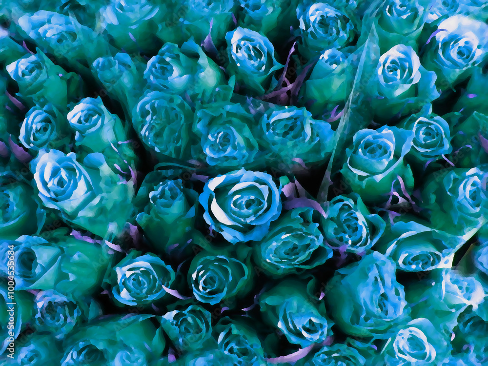 Blue roses seamless pattern created from a photograph Blue roses seamless pattern created from a photograph