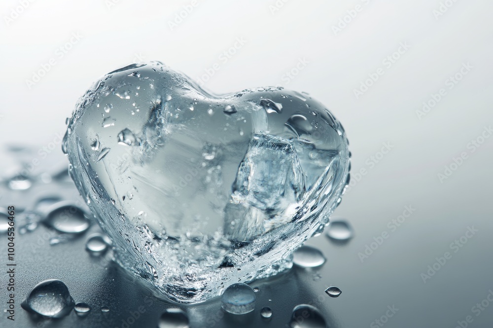Heart-Shaped Ice Cube With Droplets Heart-Shaped Ice Cube With Droplets