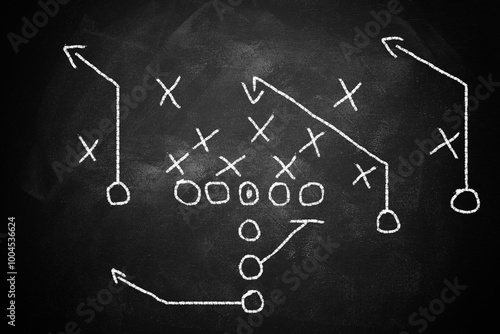 Scheme of football game on chalkboard background