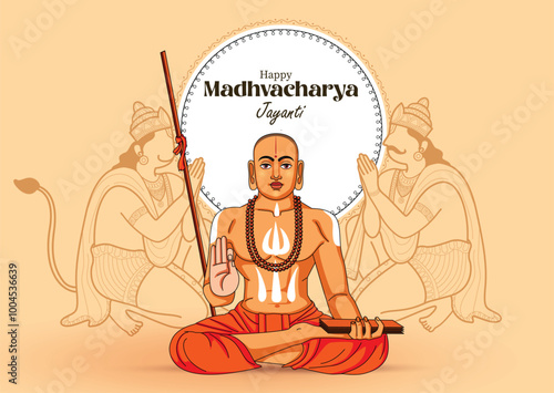Vector illustration of Happy Madhvacharya Jayanti social media feed template