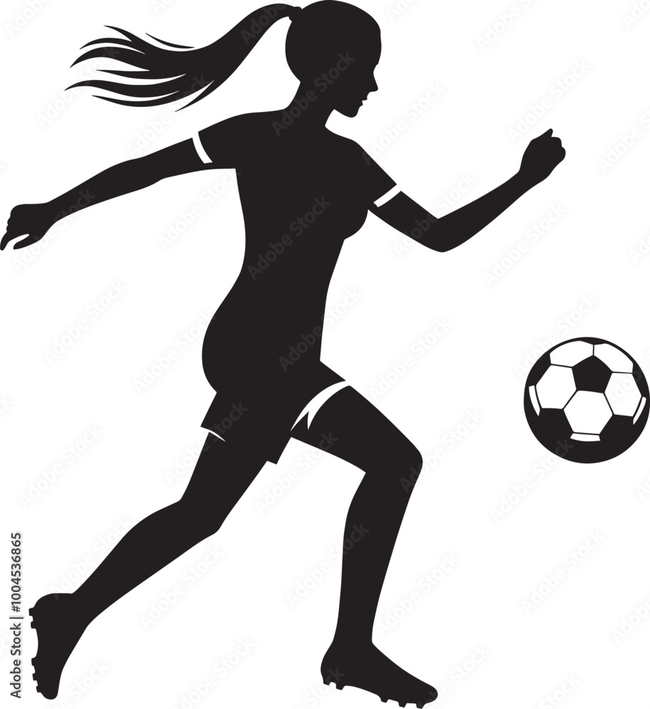 Football player kicking football silhouette vector illustration isolated on a white background