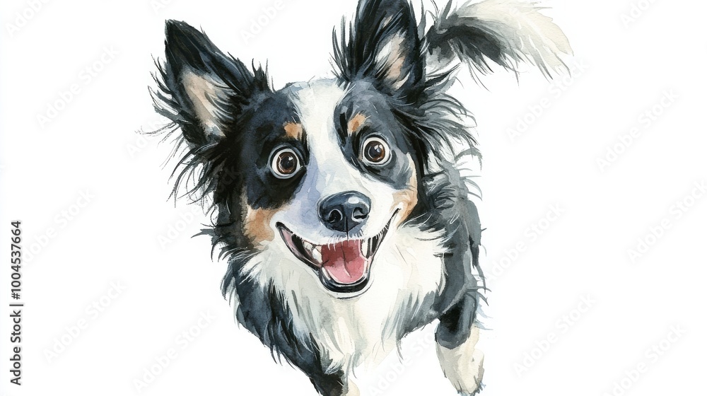A playful dog running joyfully in a bright and cheerful setting on a sunny afternoon A playful dog running joyfully in a bright and cheerful setting on a sunny afternoon