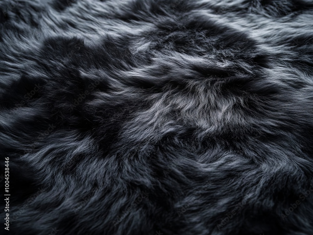 A close up shot of a black and white fur texture A close up shot of a black and white fur texture