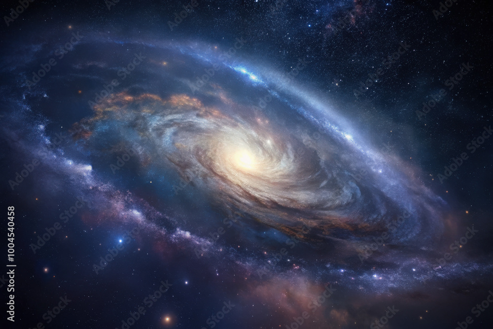 A breathtaking view of a distant galaxy swirling with colors amidst a vast cosmic expanse on a silent, starlit night. Generative AI A breathtaking view of a distant galaxy swirling with colors amidst a vast cosmic expanse on a silent, starlit night. Generative AI