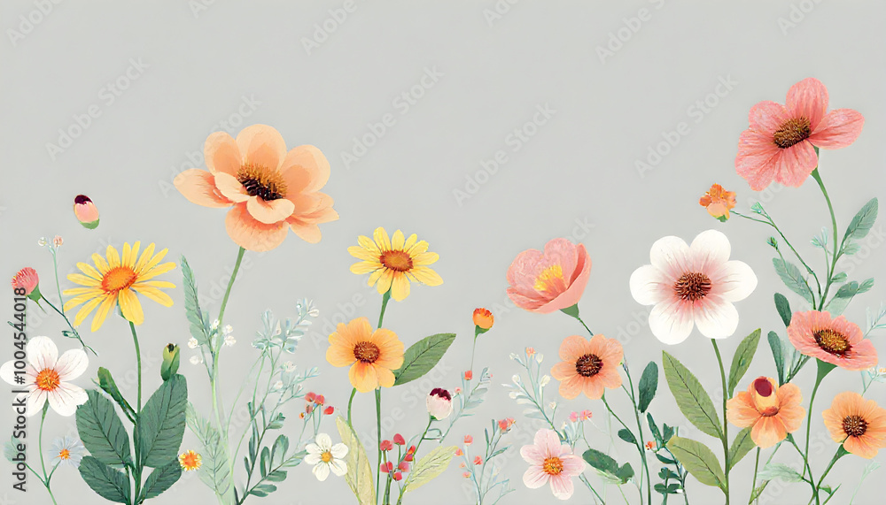 Naklejka premium Floral and botanical illustration background and wallpaper
