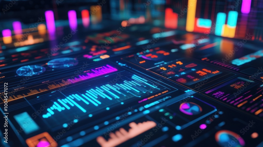 Abstract Digital Interface with Colorful Data Visualization Abstract Digital Interface with Colorful Data Visualization