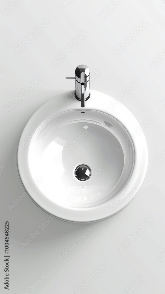 A white sink with a silver faucet A white sink with a silver faucet