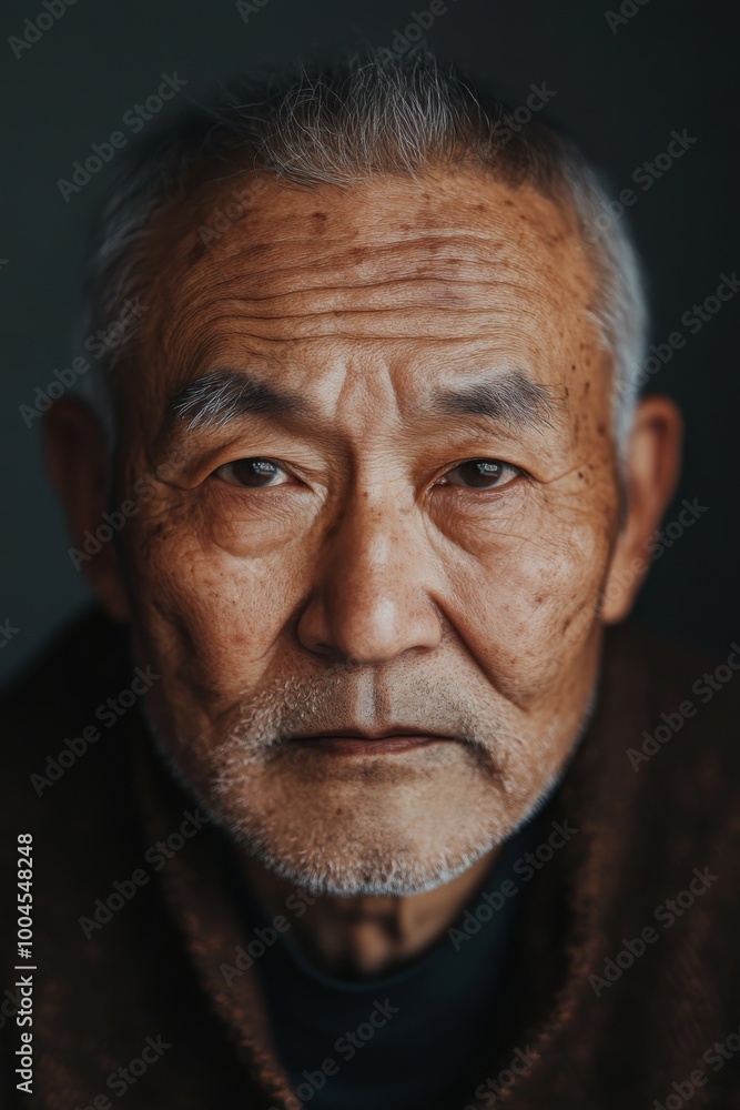Wise Asian Elderly Man's Facial Expression Wise Asian Elderly Man's Facial Expression