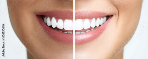 Before and after comparison of a dental implant surgery, showing the transformation of missing teeth to a full, natural-looking smile.