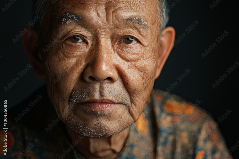 Elderly Asian Man's Gentle Smile Elderly Asian Man's Gentle Smile