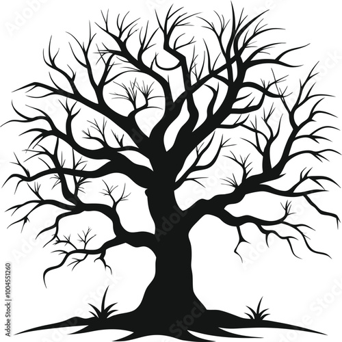 Beautiful dead black Tree Vector, Tree Vector Isolated on white background