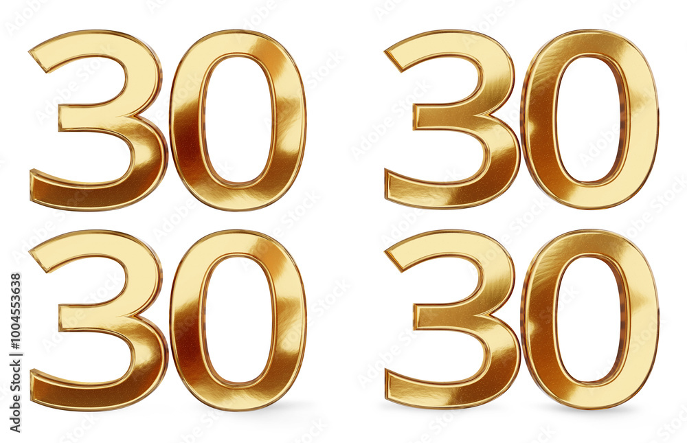 30 golden 3d render symbol, flat without shadow and shadow on the ground, standing,
30 golden 3d render symbol, flat without shadow and shadow on the ground, standing,