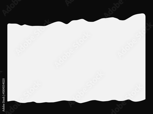 Aesthetic white torn paper, isolated on black background