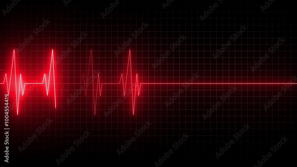 Glowing Heartbeat line icon animation. Electrocardiogram shows heart ...