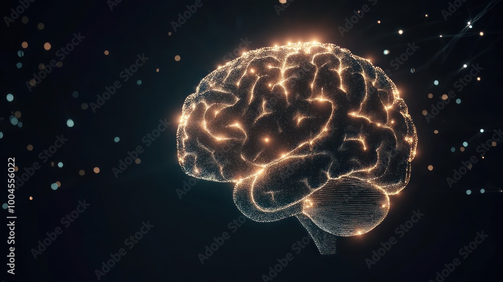 Digital Brain with Glowing Lights Digital Brain with Glowing Lights