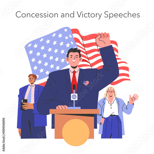 Election Race. Flat Vector Illustration