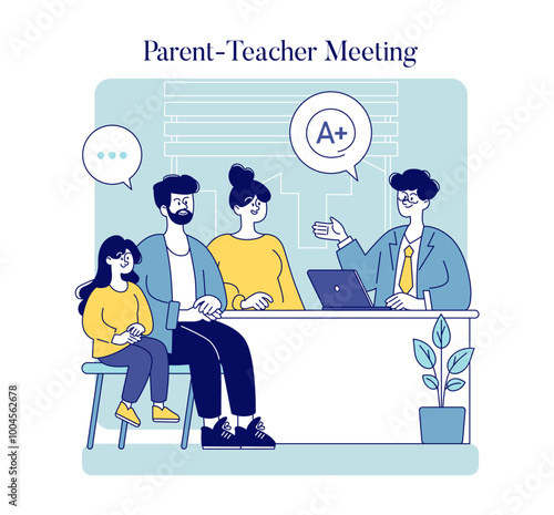Teachers Everyday Life. Flat Vector Illustration