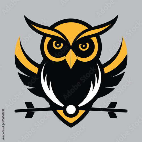 Black and Yellow Owl Vector Icon Logo Illustration for Man's Professional Design Projects. photo