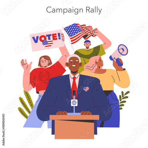 Election Race. Flat Vector Illustration