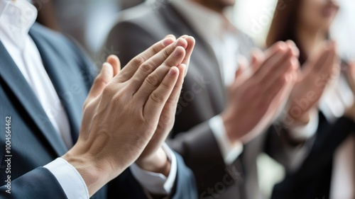 Indoor of meeting room in office for teamwork of business. Conference place to choose idea for management strategy or successful company. Businessman use hand celebrate for success governance. AIG53.