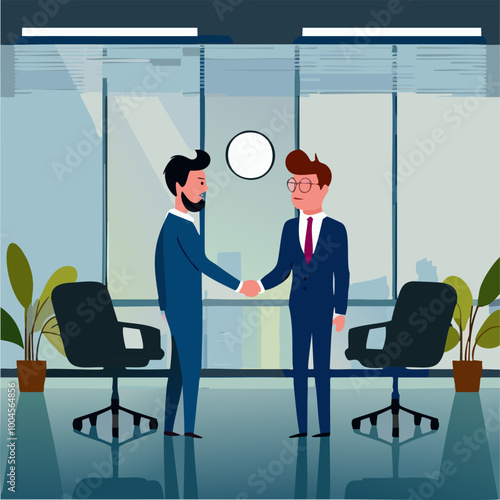 Business people shake hands after deals.  Businessman making handshake cooperation concept. Vector illustration