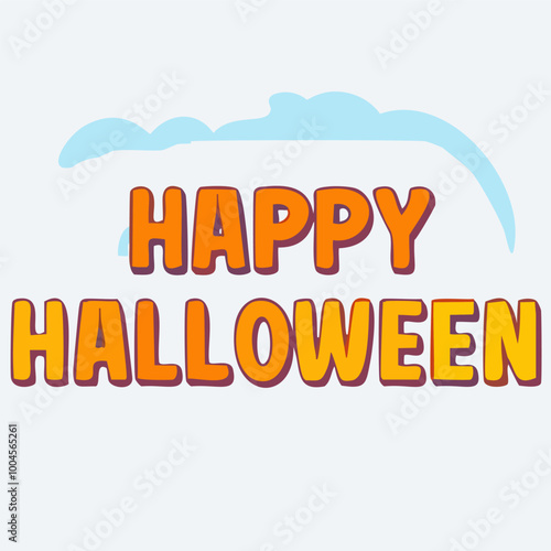 Custom Text yellow Happy Halloween for banner, isolated on white vector illustration photo