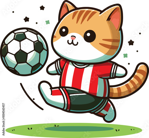 a cat playing soocer vector
