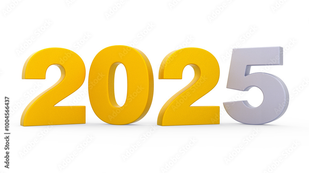 New Year 2025 Yellow and Grey 3d Numbers Isolated Transparent Background 3d Rendering New Year 2025 Yellow and Grey 3d Numbers Isolated Transparent Background 3d Rendering