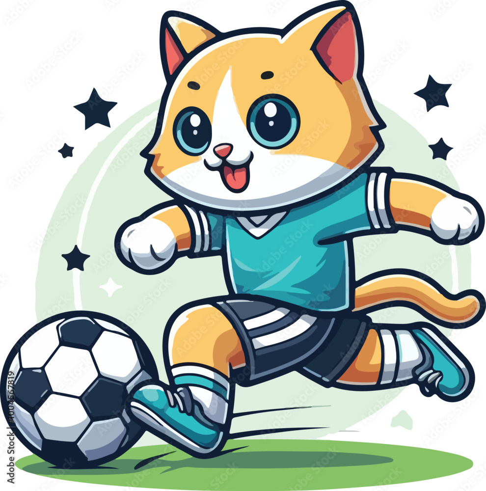 a cat playing soocer vector