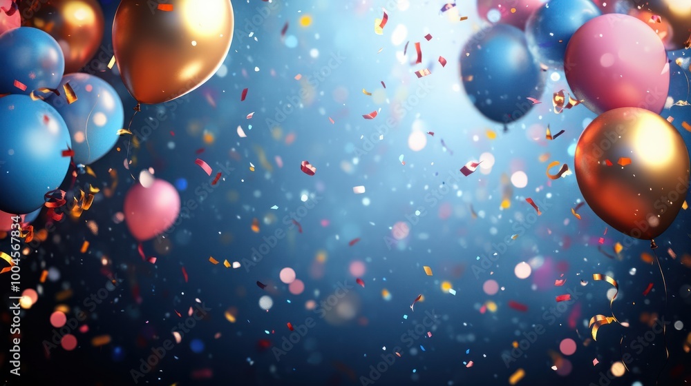 Party Background with lights, confetti, balloons and serpentine Party Background with lights, confetti, balloons and serpentine