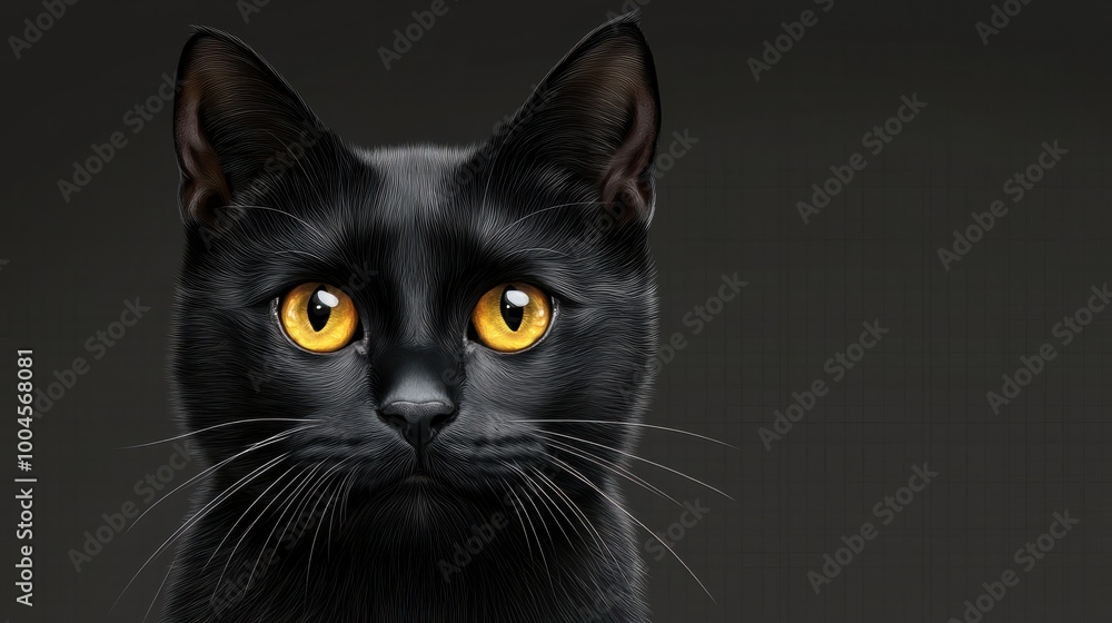 Portrait of Black Cats with Yellow Eyes Isolated on Transparent Background. Portrait of Black Cats with Yellow Eyes Isolated on Transparent Background.