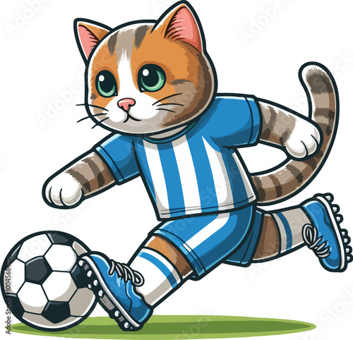 a cat playing soocer vector
