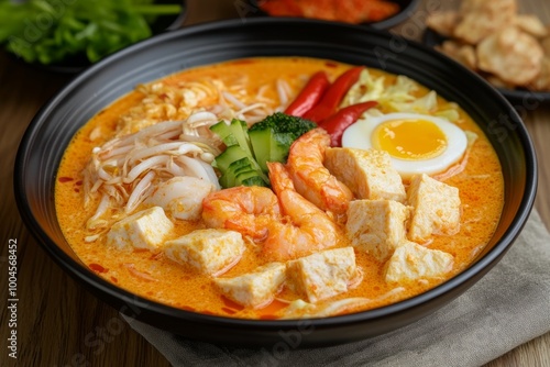 Delicious Laksa Soup with Shrimps and Tofu