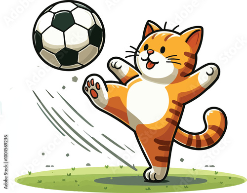 a cat playing soocer vector