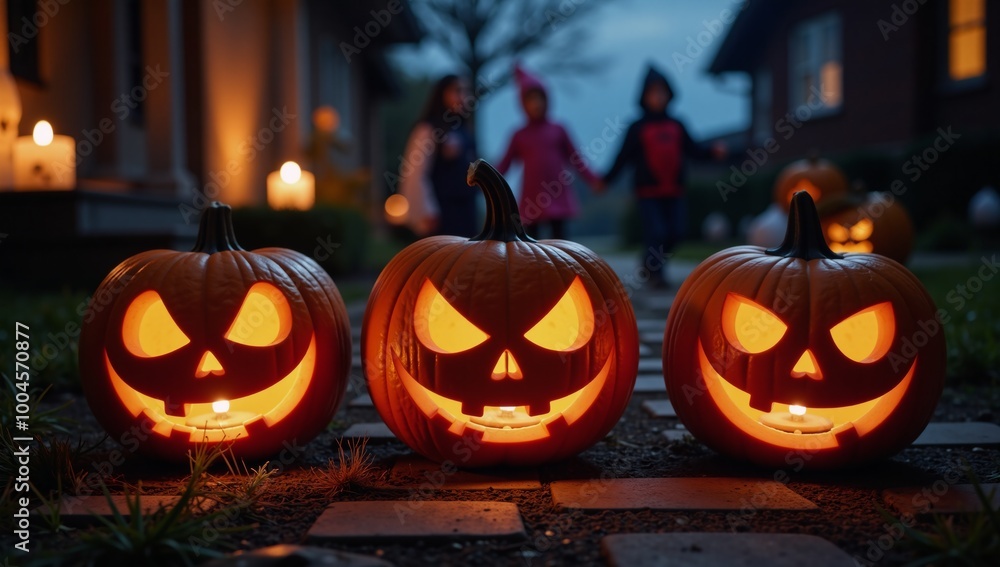 3D rendered image depicting Halloween day with Jack OLantern eyes Trick-or-Treaters against a Spooky Horror GhostDemon backdrop for SamhainAll Hallows Eve on October 31 3D rendered image depicting Halloween day with Jack OLantern eyes Trick-or-Treaters against a Spooky Horror GhostDemon backdrop for SamhainAll Hallows Eve on October 31