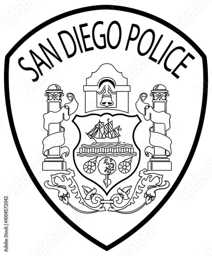 San Diego Police Patch vector file   Blank, outline vector, SVG Badge, CNC Router File, Laser Engraving, Cricut, Ezcad, Digital Cutting File for laser cutting, laser engraving template