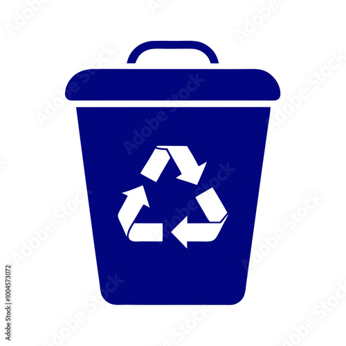  Recycling bin in blue style.