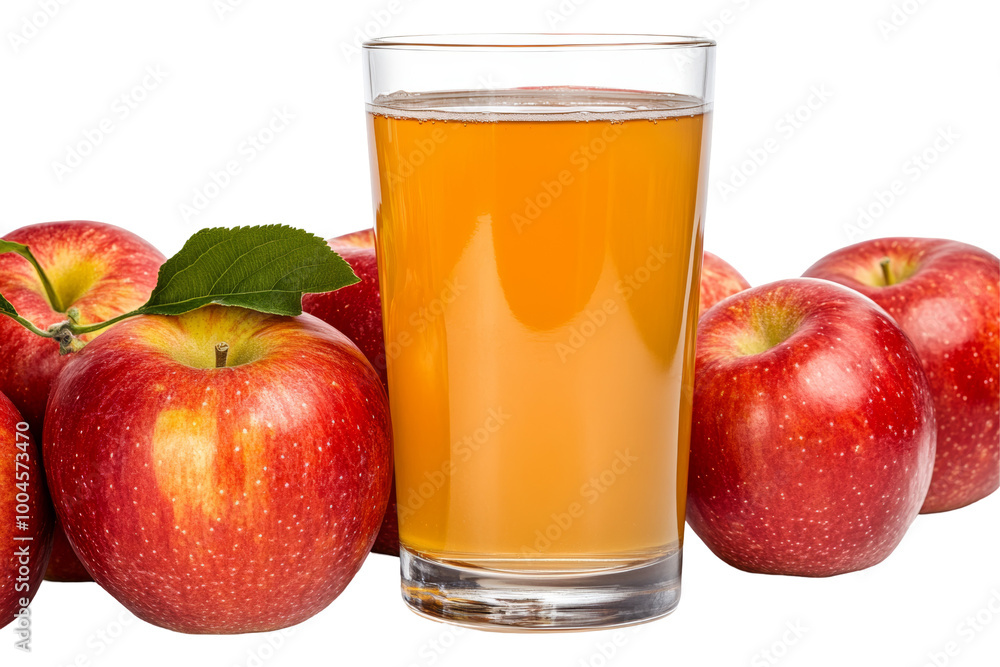Vivid portrayal of apple juice in a glass with fresh apples on a clean white background, capturing clarity and freshness. Vivid portrayal of apple juice in a glass with fresh apples on a clean white background, capturing clarity and freshness.