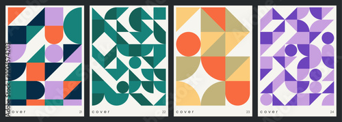Minimalist covers design. Abstract geometric backgrounds. A4 size print templates with text. Modern layouts with geometric pattern for card, poster, brochure, flyer or catalog