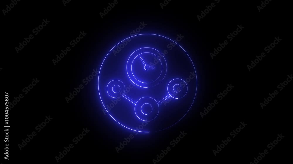 Glowing neon line share and time out icon. share icon on black background. Glowing neon line share and time out icon. share icon on black background.