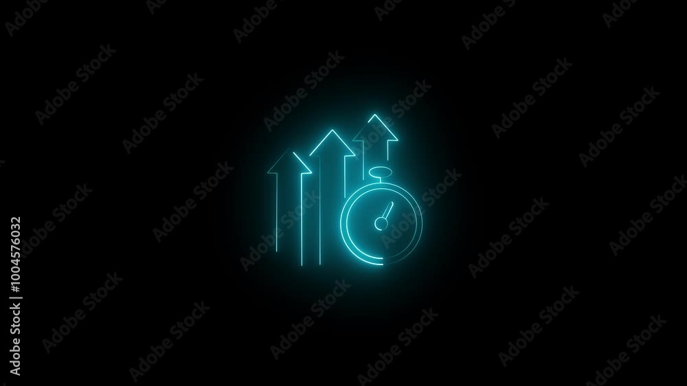 neon line time out business graph icon animation on black background neon line time out business graph icon animation on black background