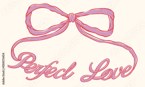Perfect love graphic print design. Bow tie t shirt design for girl, ladies and women, Love you more artwork. Bow knot hand drawing artwork.