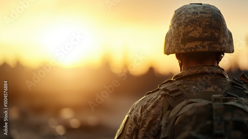 Soldier Silhouette Against a Stunning Sunset