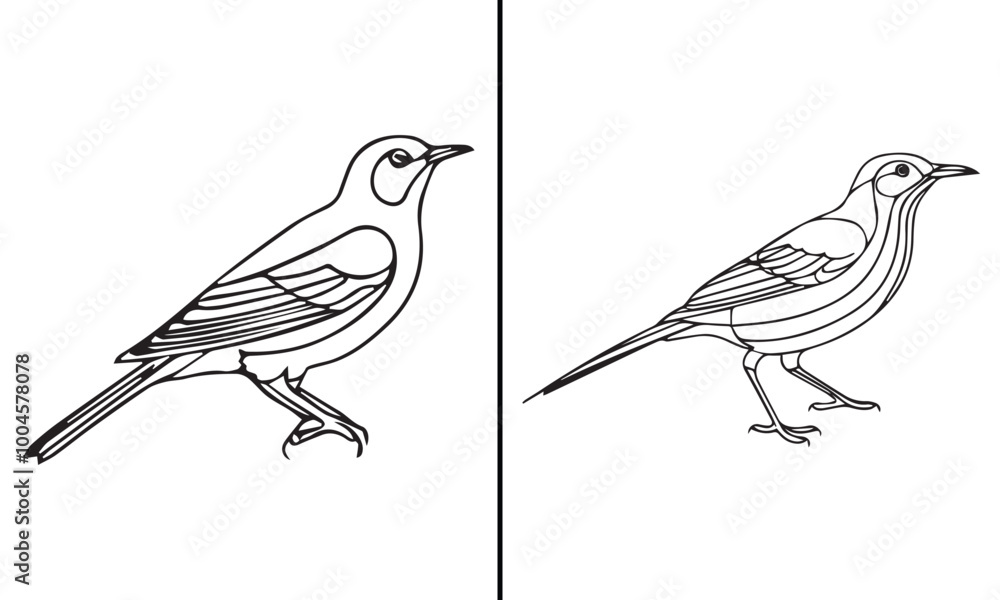 Bird Vector Line Drawing, Outline of Bird Vector Art Designs Image Bird Vector Line Drawing, Outline of Bird Vector Art Designs Image