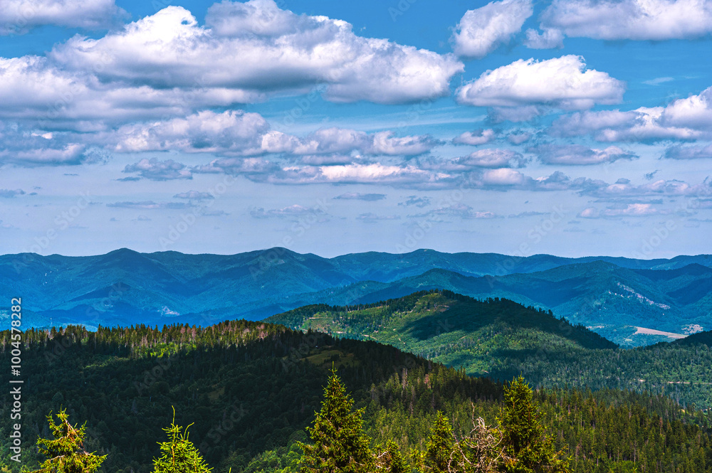 Landscape with mountains and sky. View of the Carpathian mountains. Landscape with mountains and sky. View of the Carpathian mountains.